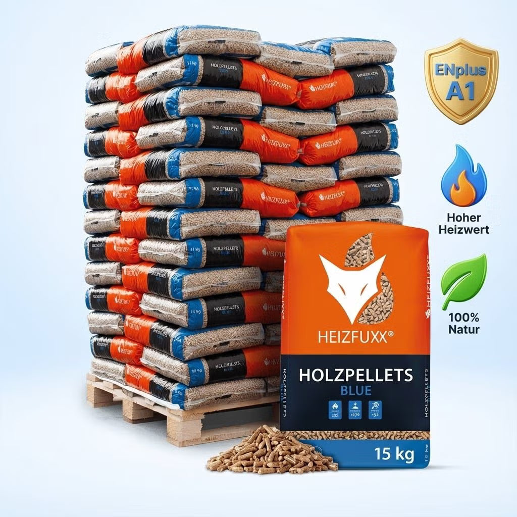 Heizfuxx Blue ENplus A1 houtpellets – 975 kg pallet 65 zakken van 15 kg