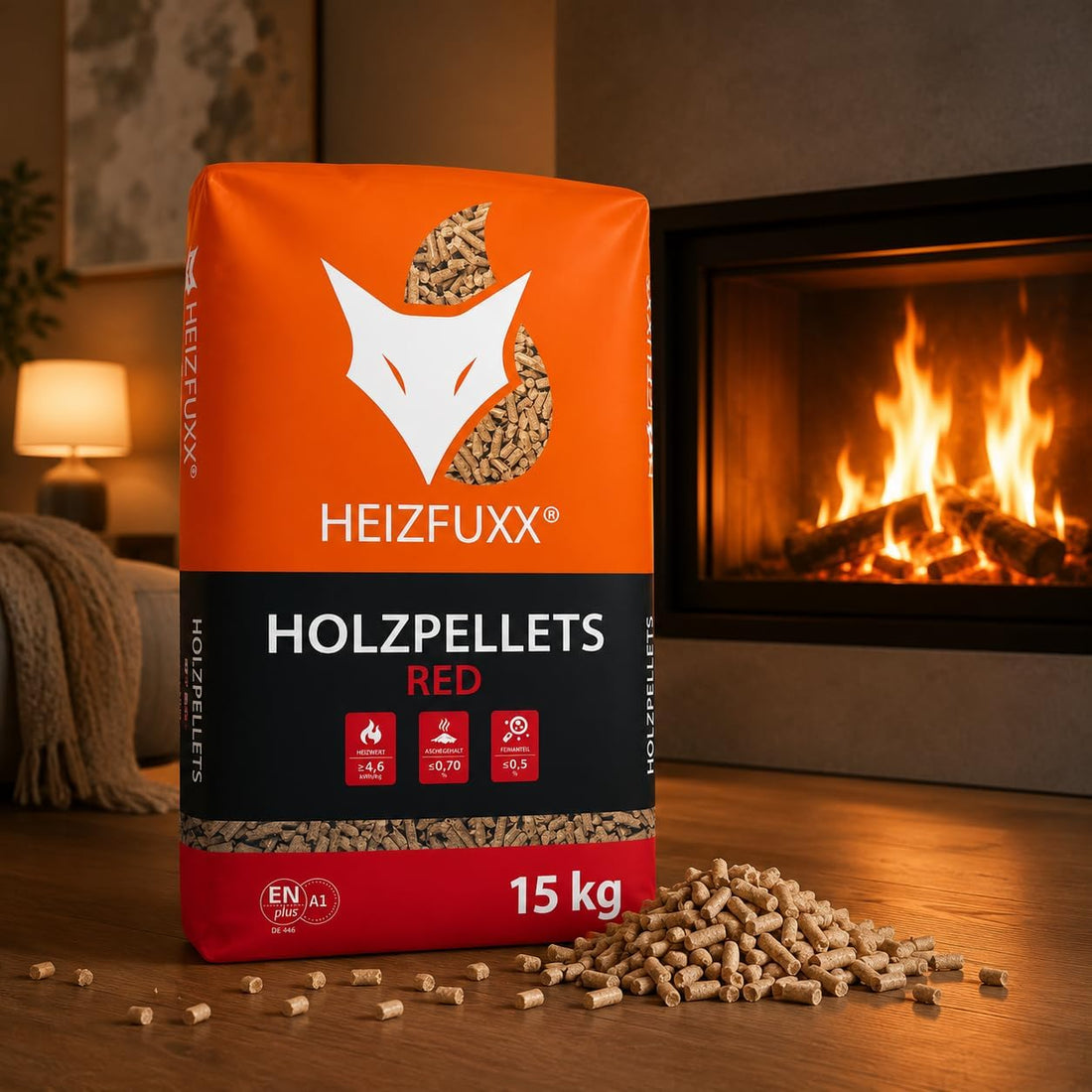 HEIZFUXX RED ENplus A1 – Houtpellets 975 kg – 65 Zakken